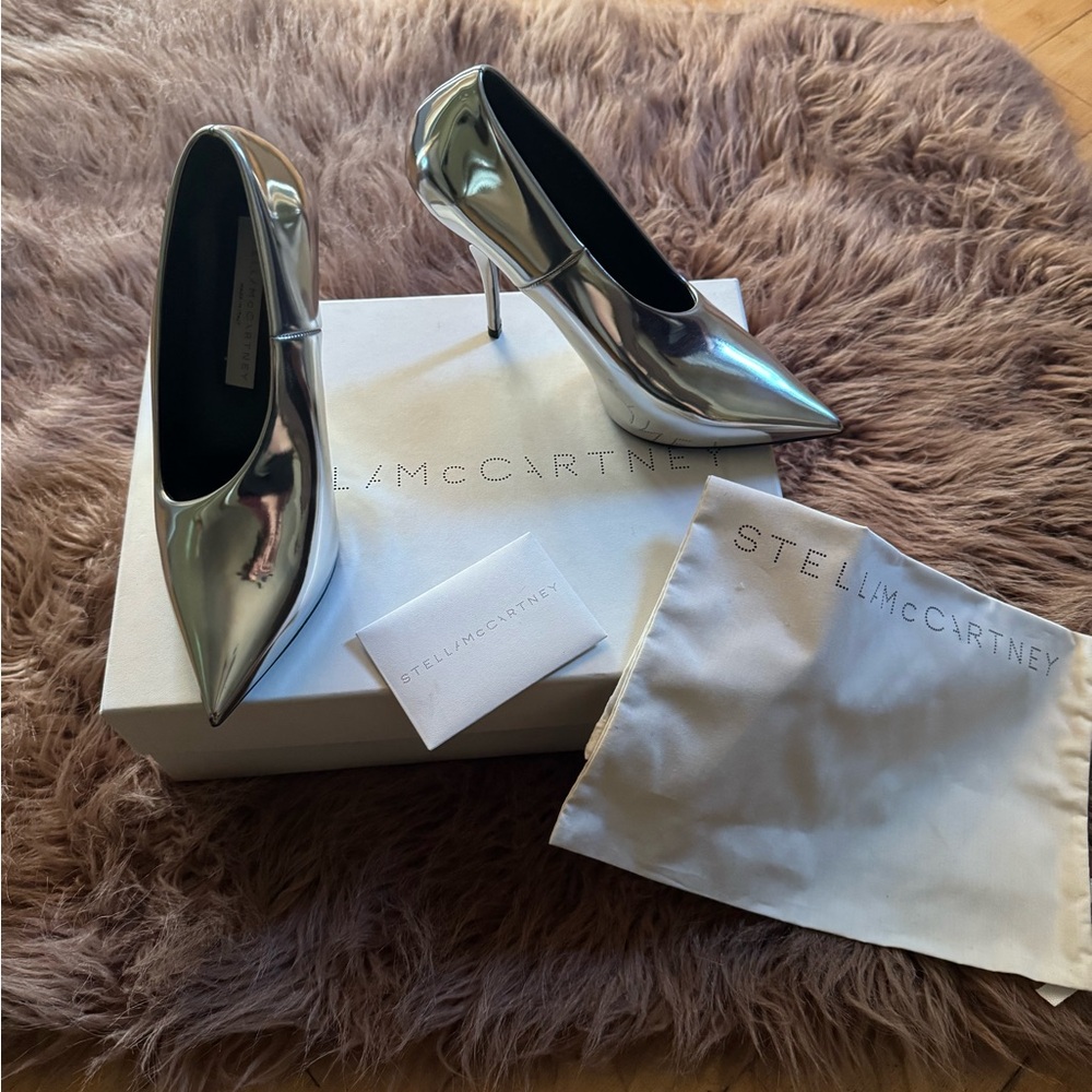 Stella McCartney Silver Metallic Heels
